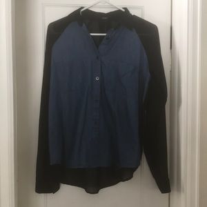 Button down denim and sheer Top